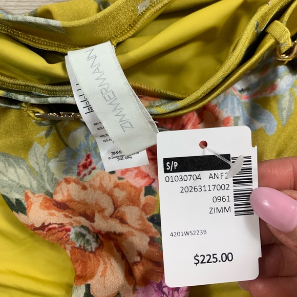 ZIMMERMANN Pattie Bikini Bottom In Floral Print Mustard Rose - Picture 12 of 14